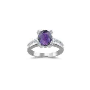  0.20 Cts Diamond & 1.51 Cts Amethyst Ring in 14K White 