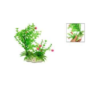  Como Plastic Green Grass Pink Flower Decor Aquarium 