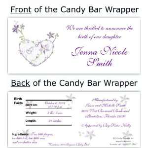  Violet Heart And Flowers Candy Wrapper