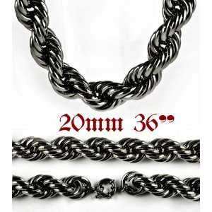 Hip Hop Heavy Plated Fat Rope Chain 20mm 36 Hematite