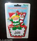 JULIE PERSONALIZED CHRISTMAS ELF ORNAMENT AWESOME GIFT 