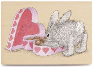 Hoppy Valentines Day House Mouse Mounted Rubber Stamp 3X4.5 HMLR 