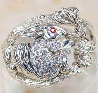 Amazing White Topaz Red Topaz 925 Solid Sterling Silver Squirrel Ring 