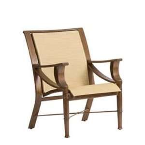 Woodard Arkadia Sling Aluminum Arm Patio Dining Chair Chestnut Brown 