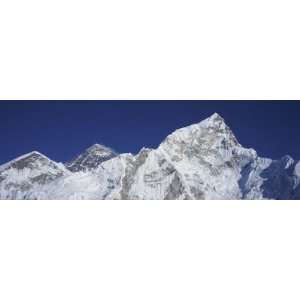  Detail of Mount Everest and Nuptse Against Blue Sky 