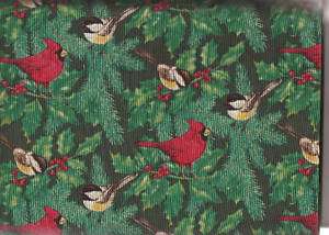 AMERICAN GREETING Cardinals & Finches Berries Holly BTY  
