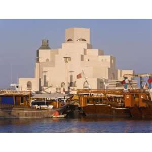 Dhow in Front of the Museum of Islamic Art, Doha, Qatar, Middle East 