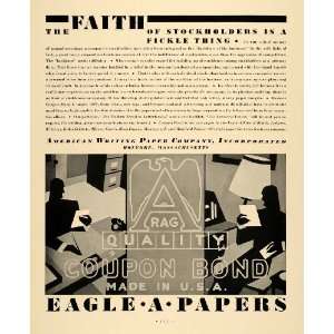  1930 Ad American Writing Paper Co Holyoke MA Eagle A 
