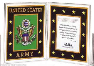 AMIA Stained Glass Army Picture Frame With Insignia NIB  