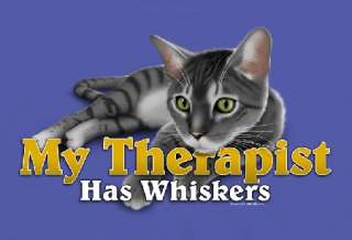 Cat Therapist Ladies T Shirt Funny Iris Blue NWT  
