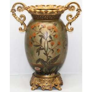   Ceramic & Poly Resin Hand Painted Urn centerpiece 7815