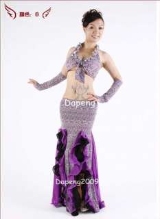 Belly Dance Costume Set Bra + Fishtail Skirt + Arm Gloves Dp1014 