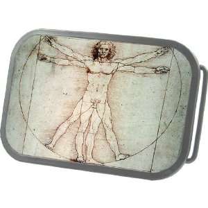 Famous Leonardo Da Vinci Vitruvian Man Portrait Metal Grey Belt Buckle 