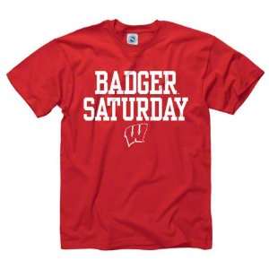  Wisconsin Badgers Red Badger Saturday T Shirt Sports 
