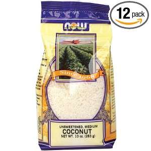 NOW Foods Coconut Medium Unsweet, 10 Ounce Bags (Pack of 12)  