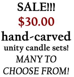 SALE Candles Hand carved wedding unity candle sets $30  