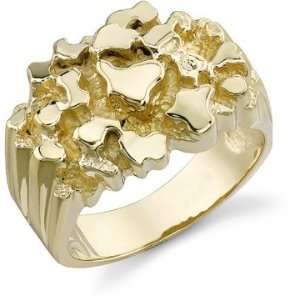  14K Gold Mens Nugget Ring SZUL Jewelry