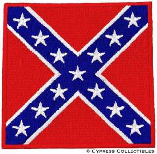 CONFEDERATE BATTLE FLAG EMBROIDERED PATCH REBEL SQUARE  