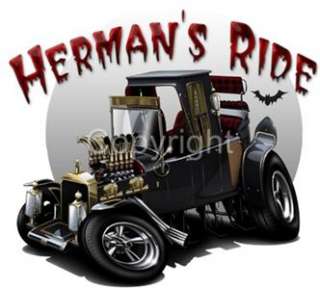   is a Hermans Ride Hot Rod Koach Dragster Cartoon T shirt Design