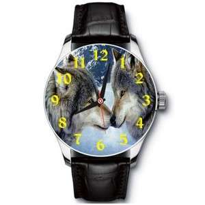 New Animal Love Two Wolfs Stainless Wristwatch Wrist Watch  