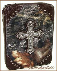 BROWN CAMO CAMOUFLAGE WESTERN CROSS BIBLE COVER CASE~  