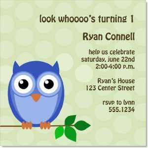  Hes a Hoot Blue Invitations