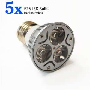 eTopLighting, Pack of 5, E26 Brightest 120V 3W LED Bulb Day Light LED 