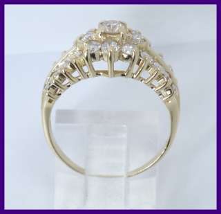 14k Round Diamond Cluster Cocktail Fashion Ring 1.45ct  