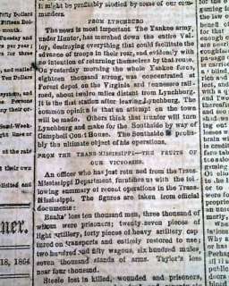 Rare CONFEDERATE Lee & Beauregard Civil War Newspaper *  