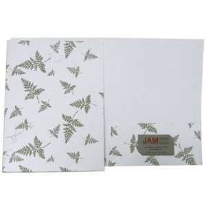  White with Green Fern Handmade Recycled Tree Free Folder 