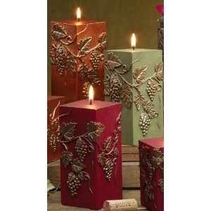  Pack of 6 Square Merlot Scented Grapevine Pillar Candles 