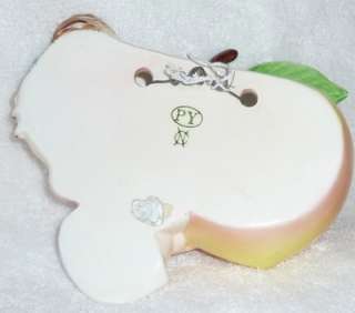 Vintage Anthropomorphic PY Girl Wall Plaque Pocket Vase Peach Fruit 