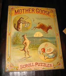 Antique McLoughlins Mother Goose NR Scroll Puzzles  