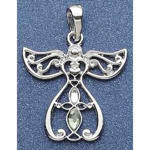  Pack of 8 Religious Jeweled August Birthstone Scroll Wing 