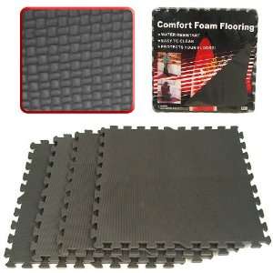  Ultimate Comfort Black Foam Flooring – 16 Square Feet 