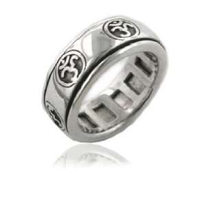 Sterling Silver OM or Aum Hindu Yoga Symbol Spinning Motion Ring Size 