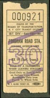 NYC Transit IRT Div Fordham Rd Sta ticket Jerome Av Lne  