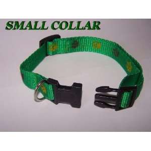  New Dog Collar Green with Paw Print Design Adjustable for 