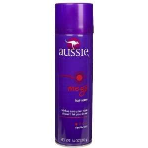  Aussie Mega Hair Spray, Flexible Hold, 14 Oz (Pack of 4 