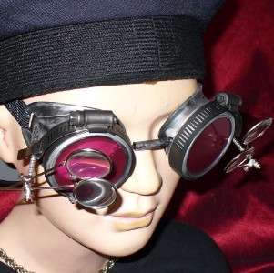 Steampunk Goggles Glasses magnifying lens Silver R.D RAVE Biker 