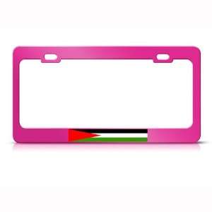 Palestine Palestinian Flag Pink Country Metal License Plate Frame Tag 