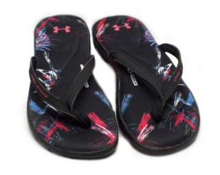 Under Armour Womens Marbella Scribble T Flip Flops Black/Hollywood 