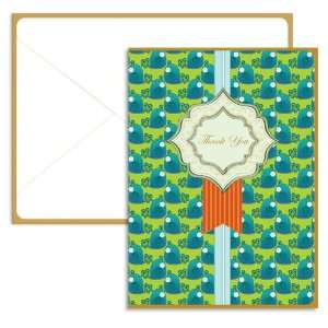 UFF   Peacock Vintage Recycled Thank You Card (1 Folded 