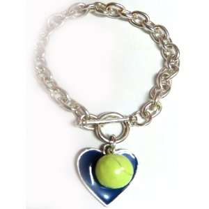  Tennis Ball with Blue Heart Chain Bracelet (Brand New 