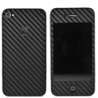 Black Full Body Carbon Fiber Skin Sticker For iPhone 4  
