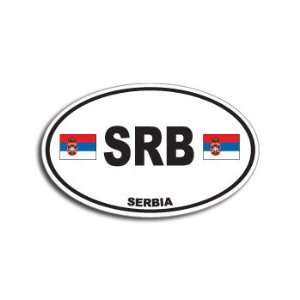  SRB SERBIA Country Auto Oval Flag   Window Bumper Sticker 