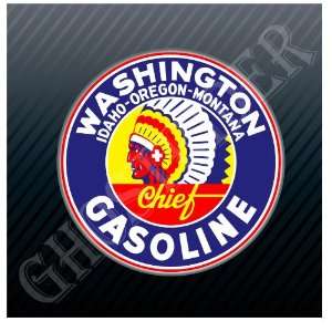 Washington Gas Gasoline Indian Chief Fuel Station Vintage Sticker 