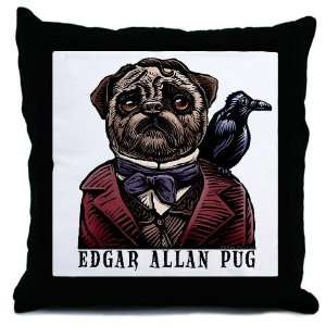  Edgar Allan Pug Pug Throw Pillow by 