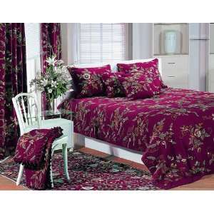  Crewel Bedding Random Flowers Plum Duvet Cover Cotton 