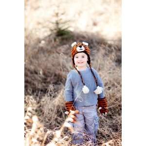  Knitwits Kids   Tiger Pilot Hat   Kids Size   Ages 3 7 